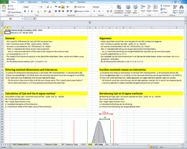 Screenshot of TolStackUp with the Help Page for Cpk-analysis